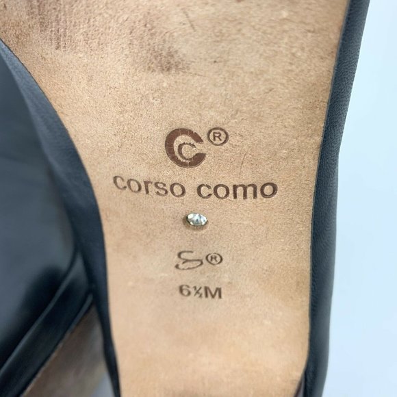 Corso Como Black Leather Heels Pumps Wms Sz 6.5M - Picture 2 of 8